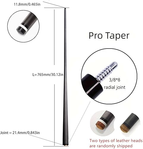 Miniatura 2 de 100% Carbon Fiber Shaft, Black Technology Shaft of Pool Cue Front Part for Billiard PlayBreakSnooker Cue Shaft with Foam- 737 mm,745mm,765mm