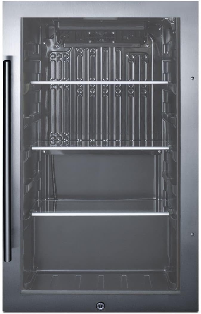 Summit 19” Beverage Center, 3.13 cu.ft. Capacity, Shallow Depth, Outdoor Refrigerator, Stainless Steel & Glass- SPR488BOS