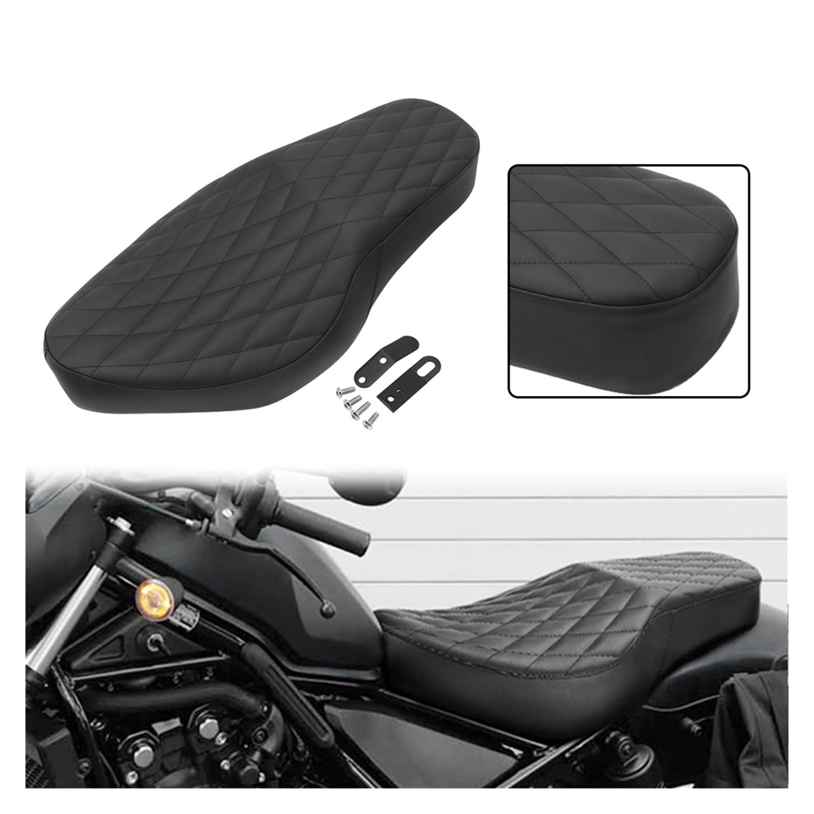 Sella per Motociclo Moto Two-Up Sedile Anteriore Posteriore Conducente Passeggero Cuscini In Pelle Per Rebel 500 300 2017-2023 Accessori Cuscino Passeggero