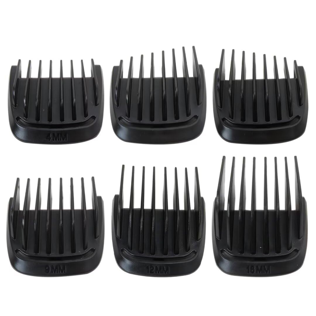 6 Piece Set Trimmer Replacement 4/9/12/16mm T Blade Haircut Guide Comb Guard Set Fit for Philips Norelco MG7750, MG7770, MG7785, MG7790 (for Extra Wide 41mm T Blade Only)
