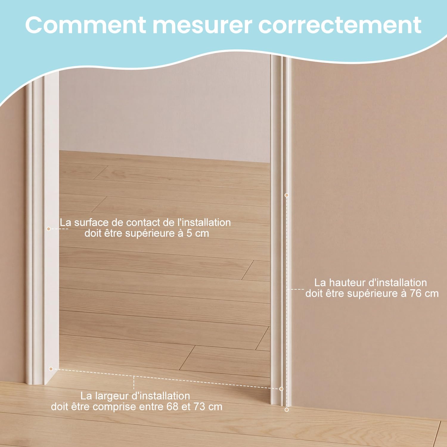 YEAUPE PRO Barrière de Sécurité Enfant 74-78 cm, Barrière Escaliers Portes Pression, Double Verrouillage, Blanc