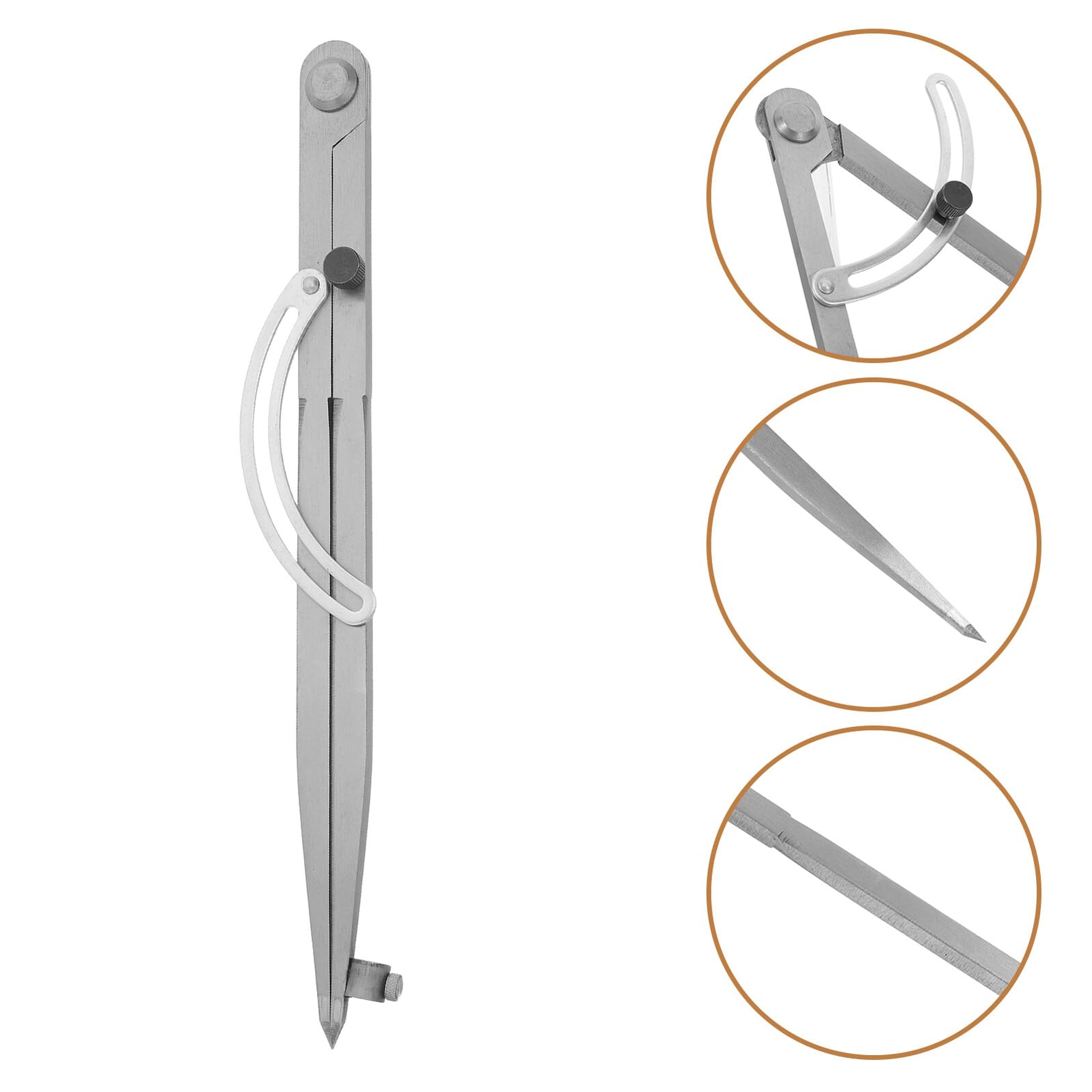 Compasso da Falegname Regolabile 300mm in Acciaio al Carbonio | Porta Matita con Foro da 8mm, Tracciatura Precisa di Cerchi, Finitura Argento
