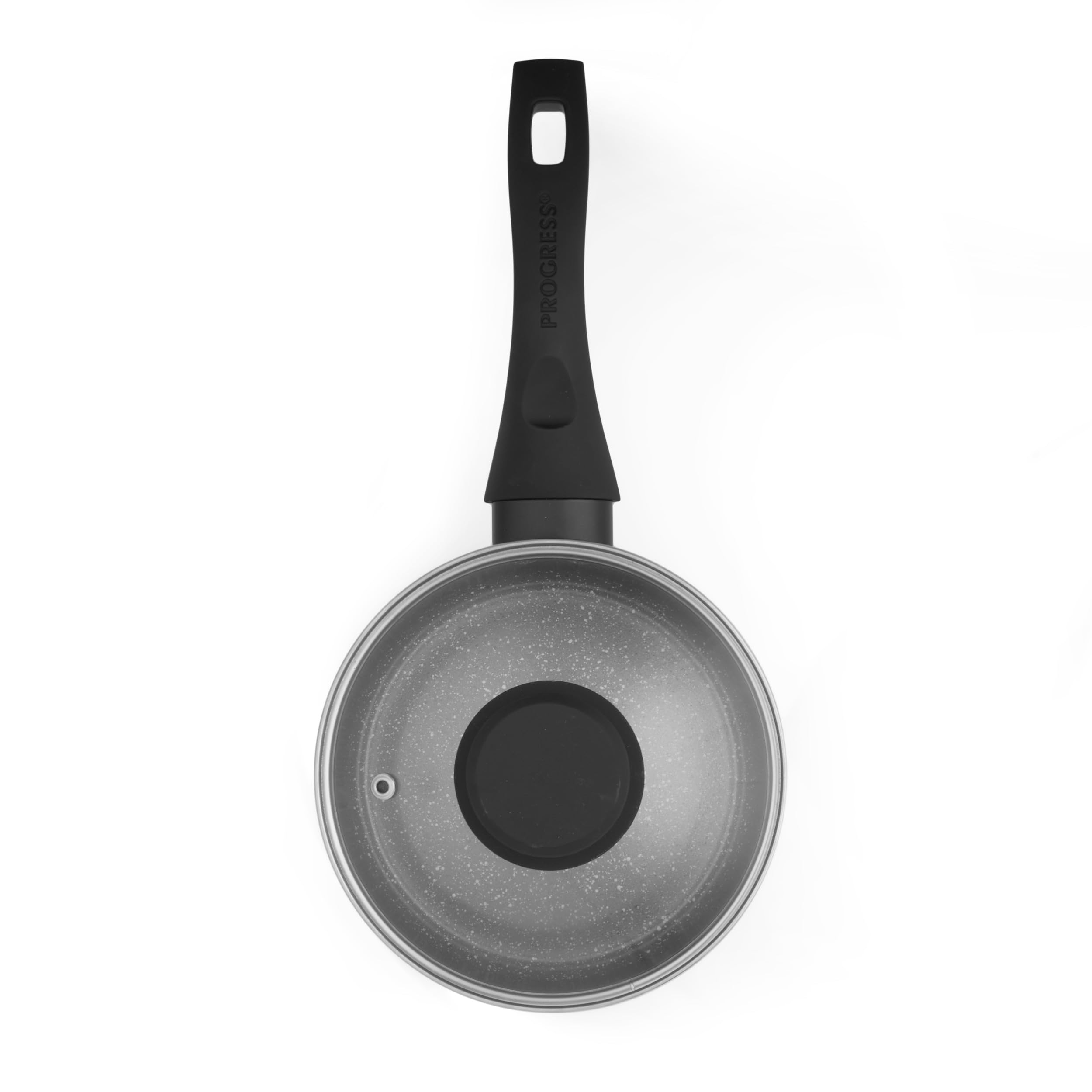 Progress BW12909EU7 Cerámica de Mármol 20 cm Cazo con Tapa – Taza de Cocina Antiadherente con Revestimiento de Mármol Metálico Cerámica, Inducción Adecuada, Aluminio Prensado Ligero