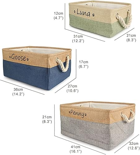 Miniatura 5 de Cesta de juguetes personalizada para perros con nombre, canasta de juguetes personalizada para perros, contenedor de almacenamiento de alimentos