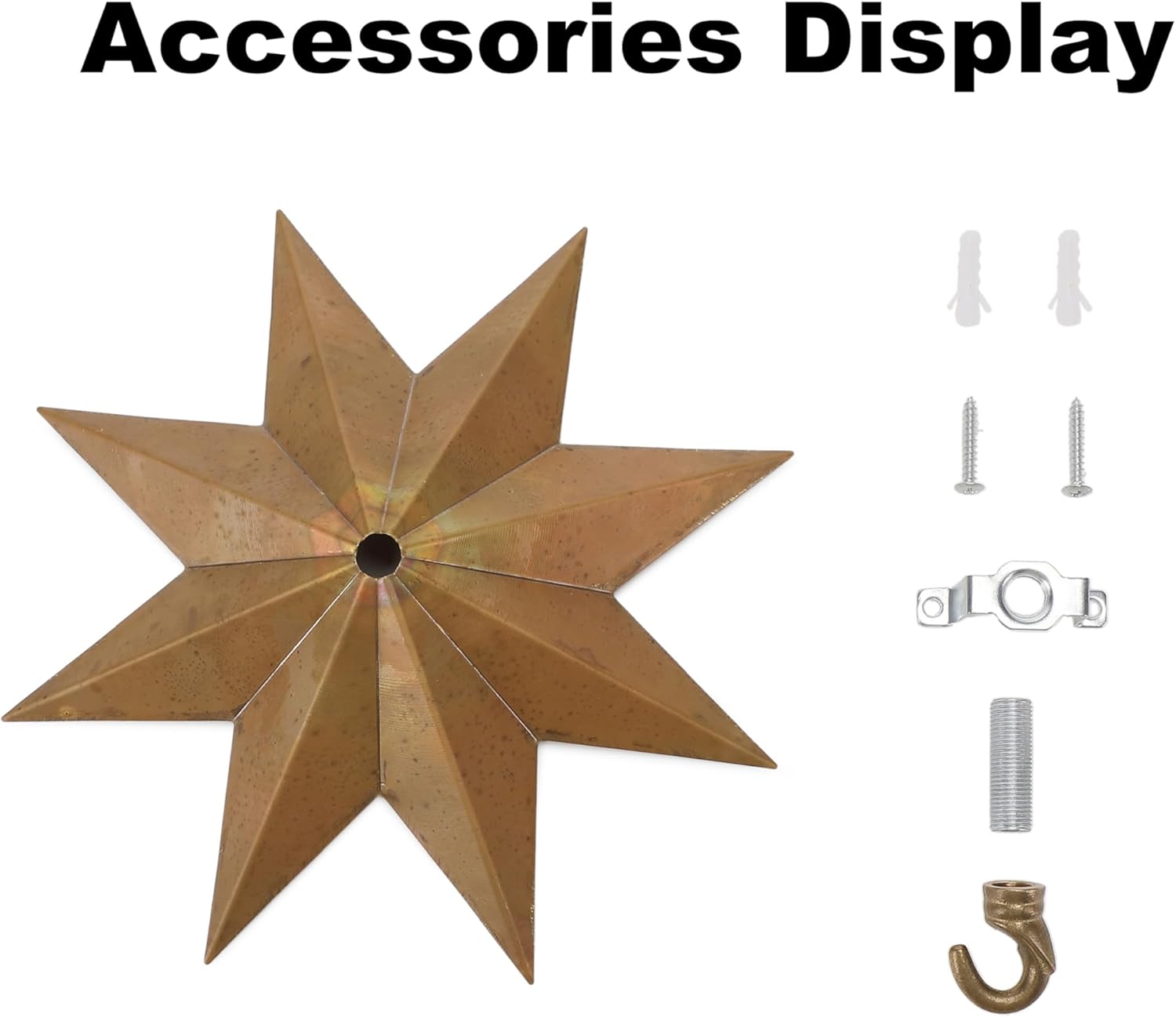 Stylor Whimsical Star Ceiling Hook for Hanging Planters - Celestial Witchy Brass Light Canopy Kit, Boho Vintage Gothic Room Decor, Antique Chandelier Mounting Kit (Medium)