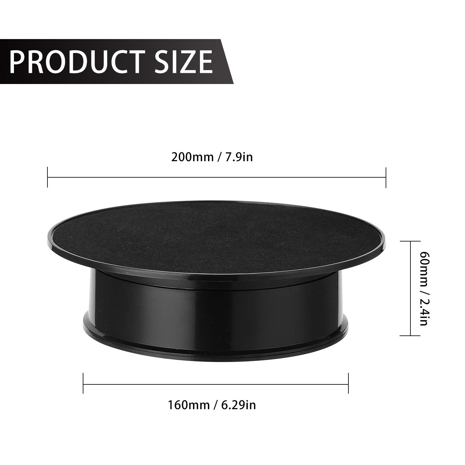 GDWD 3-in-1 draaiplateau elektrisch 360 graden draaibaar displaystandaard gemotoriseerd met afstandsbediening voor fotografie productweergave sieraden horloge 3D-modellen verzamelstukken (zwart)15 cm