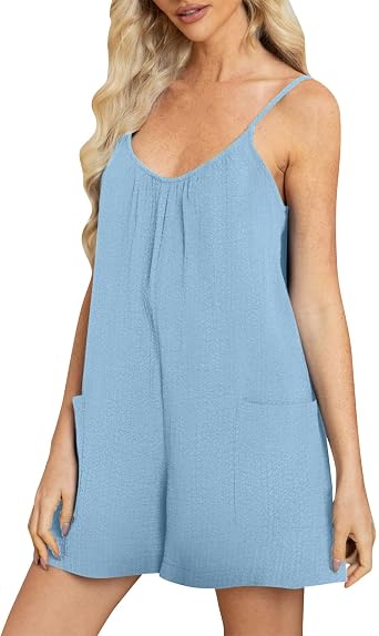 Lastesso Rompers for Women 2024 One Piece Rompers Jumpsuit Casual Spaghetti Strap Shorts Romper Classiac Vacation Outfits