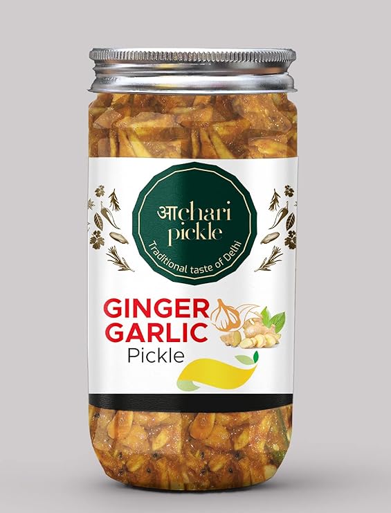 Ginger+Garlic Pickle Homemade Adrak+Lehsun Aachar(400G) - Mothers Recipe | Organic North Indian Pickle | Healthy Adrak+Lehsun Pickle | Traditional Home Made Achaar