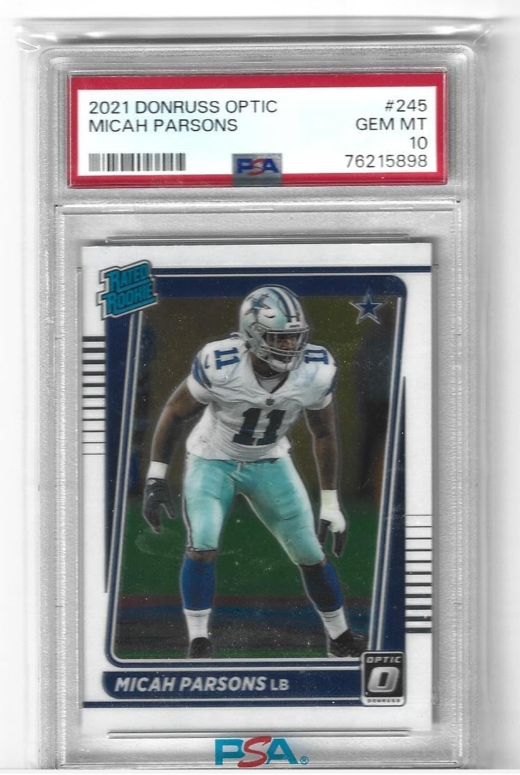 Graded Psa 10 Micah Parsons Football Rookie Card 2021 Donruss Optic #245 Defensive Rookie Of The Year Packers New Defensive Star