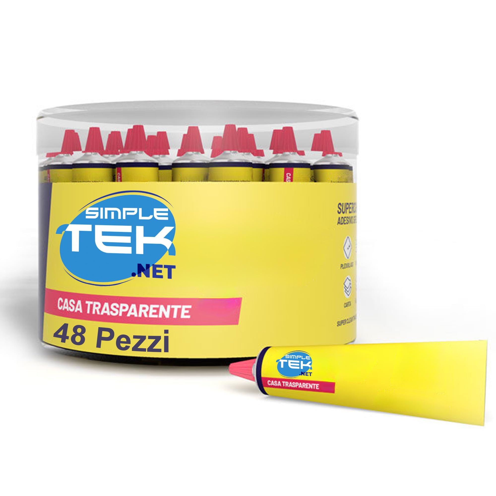 SIMPLETEK - Stock 48 piezas - Adhesivo universal transparente 25 ml - Masilla de neopreno flexible para reparaciones profesionales y bricolaje