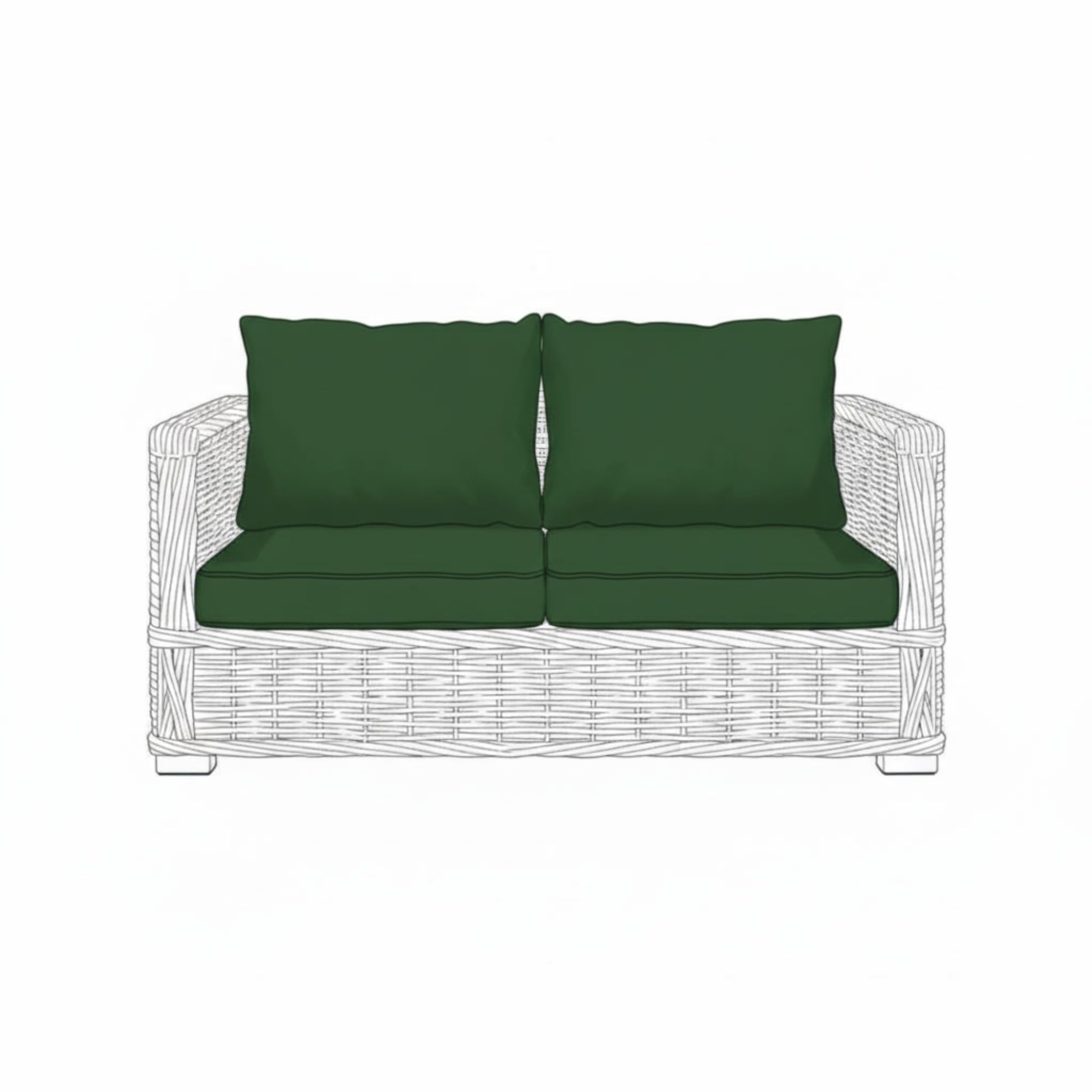 Kosiproducts Replacement Rattan Cushion Seat Cushions Garden Patio Furniture [Green, 2 Seats + 2 Cushions] - Furntiure Not Included