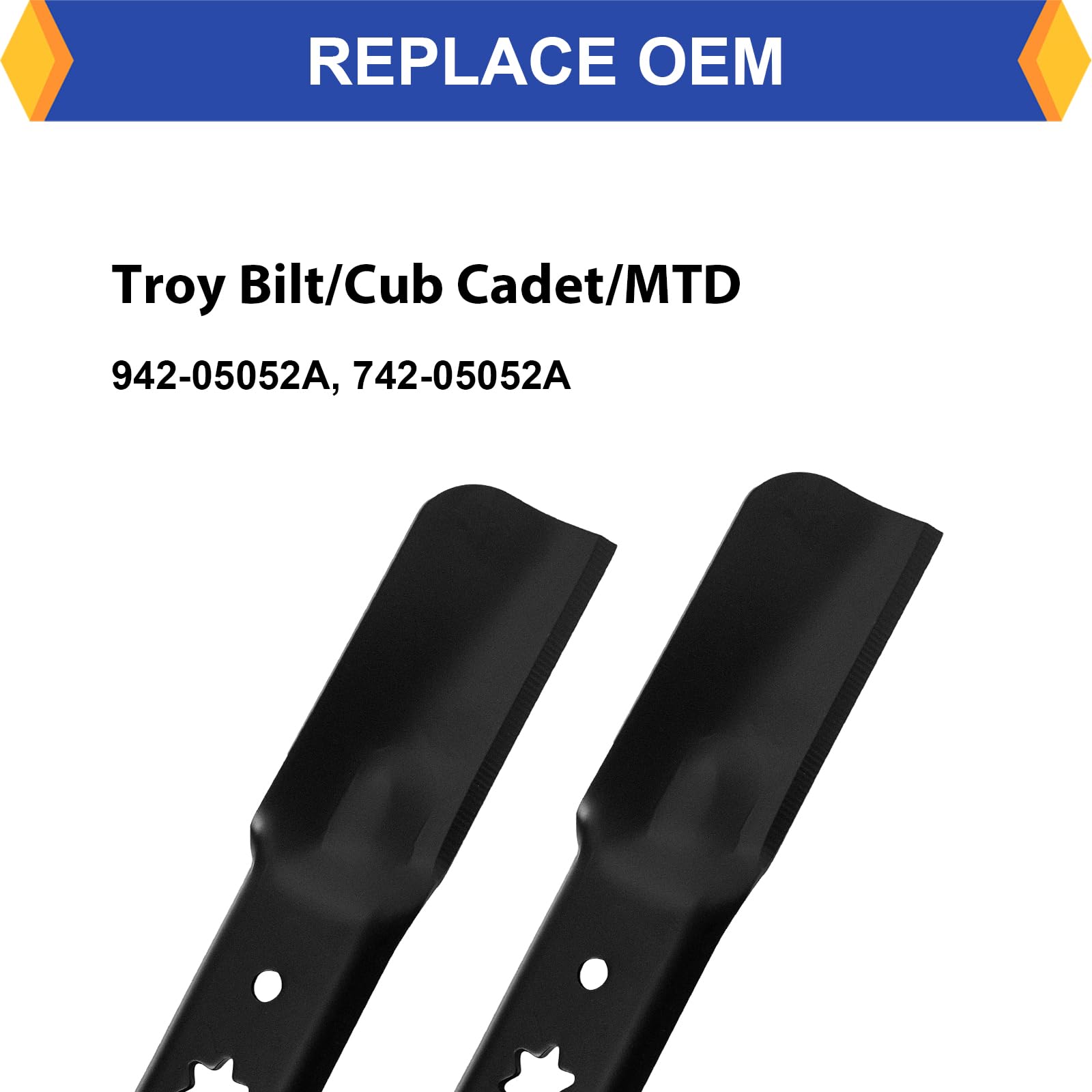 Paquete de 3 cuchillas de repuesto para cortacésped de elevación media, 2 en 1, para Cub Cadet Troy Bilt MTD 942-05052A 742-05052A, compatible con RZT-L50 S50 XT1 GT50 LT50 XT2-50 pulgadas