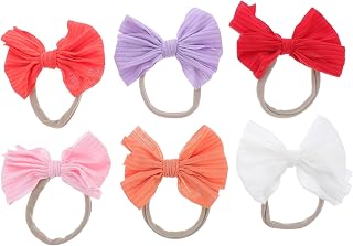 Totority 6 Peças Faixa De Cabeça Com Laço Para Bebês Meninas Acessórios De Cabelo Laços De Cabelo Para Crianças Tiaras Com Nó Para Meninas Recém-Nascidos Laço De Cabelo Elástico Laço De