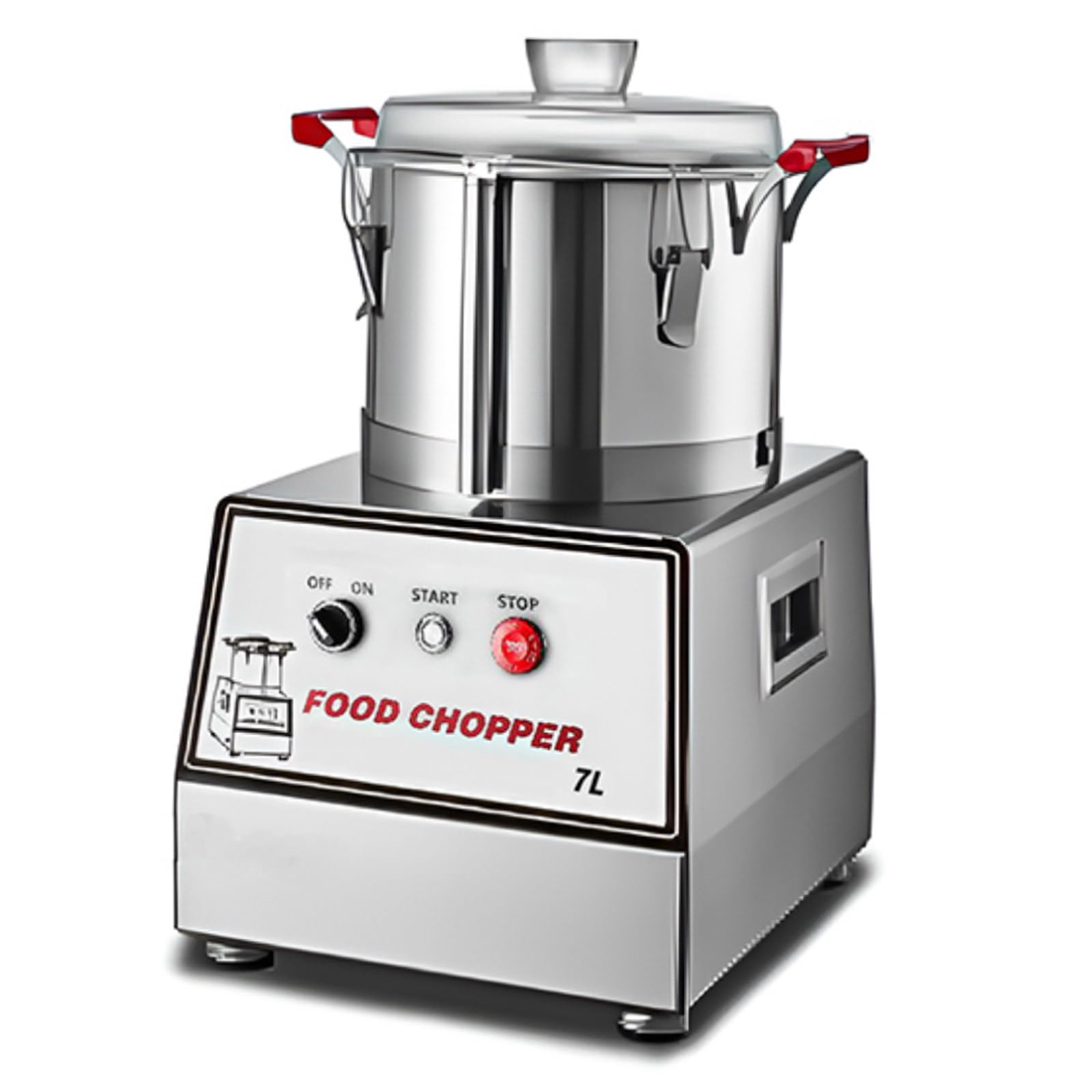 Procesador De Alimentos Comercial para Carne y Verduras, Mezclador Todo-en-Uno con Tazón de Acero INOX, para Panaderos Profesionales y Chefs de Cocina Internacional 7L