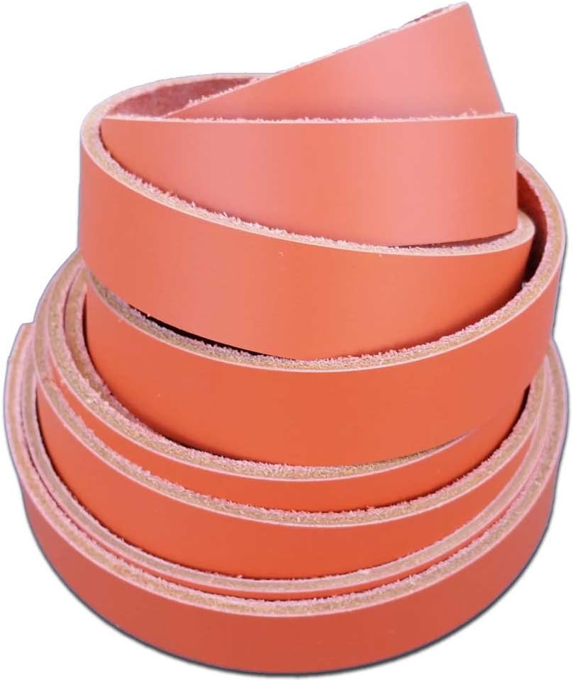 Orange Leather Strips 1 Inch Wide Latigo Leather Straps
