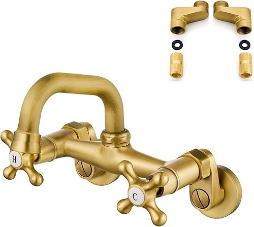 Miniatura 20 de Airuida Grifo de cocina de níquel cepillado para montaje en pared, boquilla de 8 pulgadas, montaje en pared, grifo de fregadero de lavandería