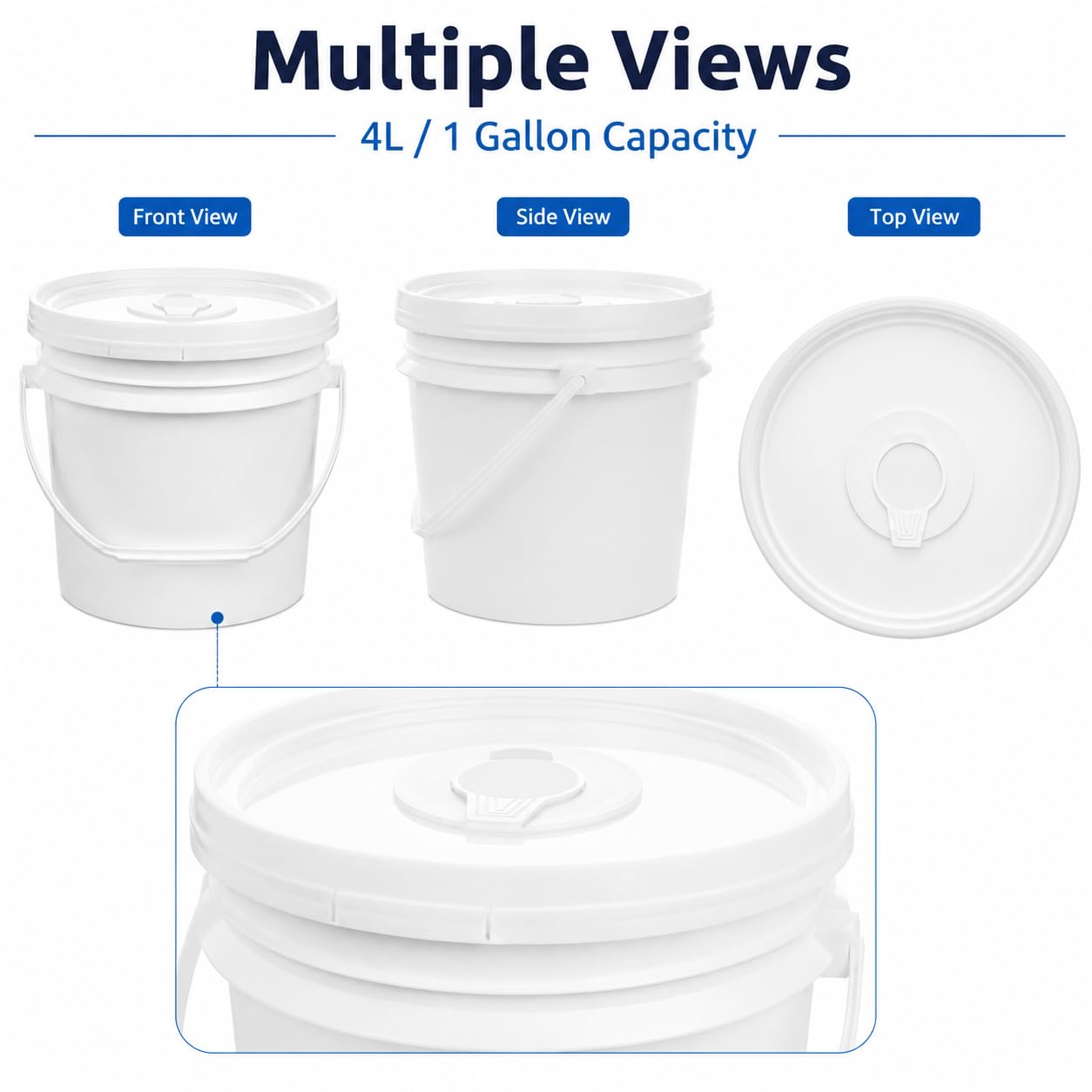 IMIKEYA Empty Wipes Bucket with Lid and Handle, 4L/1 Gallon, Sturdy Plastic image 2