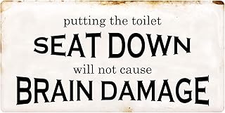 1307HS Putting The Toilet Seat Down Does Not Cause Brain Damage 5"x10" Aluminum Hanging Novelty Sign