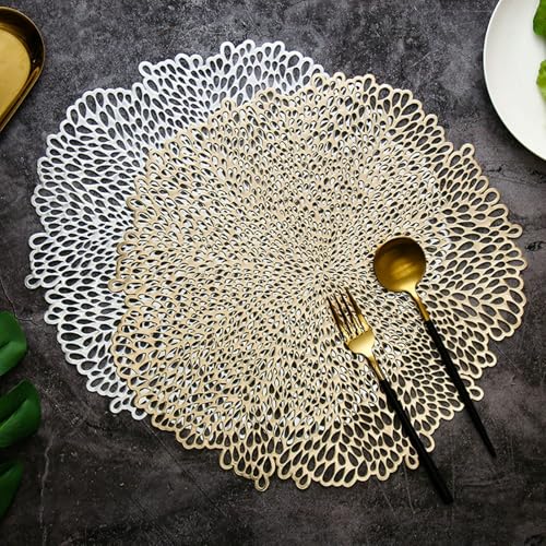 Napperon cuisine or géométrique pour repas de fête et dîner