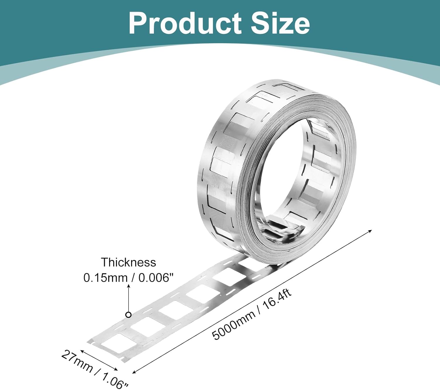 uxcell 1 Roll Pure Nickel Strip, 99.96% Pure Nickel Plate 0.15x27mm 49Ft(15m) Length Nickel Plating Strip for Battery Spot Welding