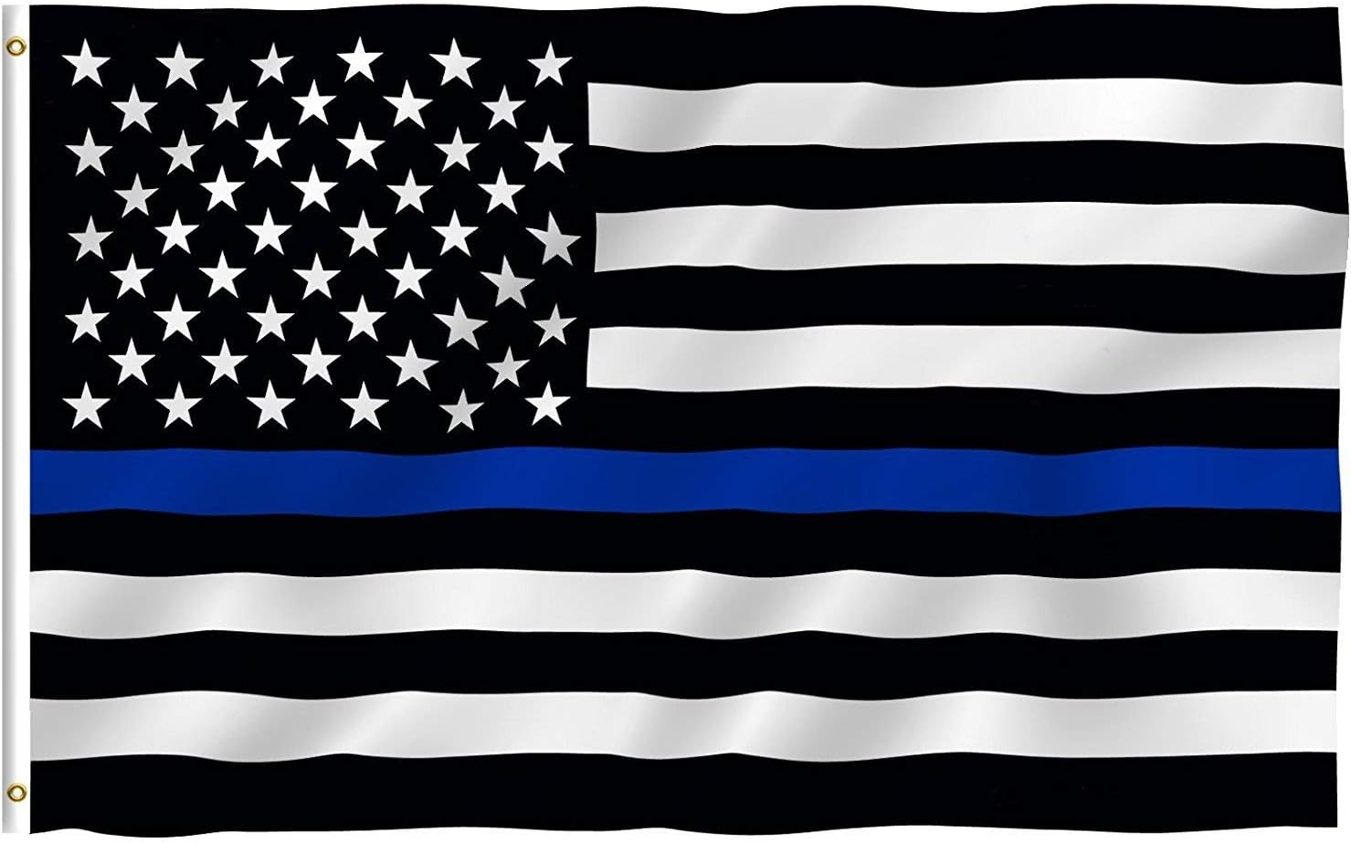 Anley Fly Breeze 3x5 Foot Thin Blue Line US National Flag - Vivid Color and Fade proof - Canvas Header and Double Stitched - Honoring Law Enforcement Officers Flags Polyester with Brass Grommets