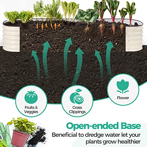 T4U Raised Garden Bed,17" Tall 8Ft X 2Ft Zinc-Aluminum-Magnesium Stainless Steel Durable Metal Planter Box, Easy To Install, Outdoor Planter Garden Bed For Vegetables Flowers Fruits Etc(Ivory White) #TOP3