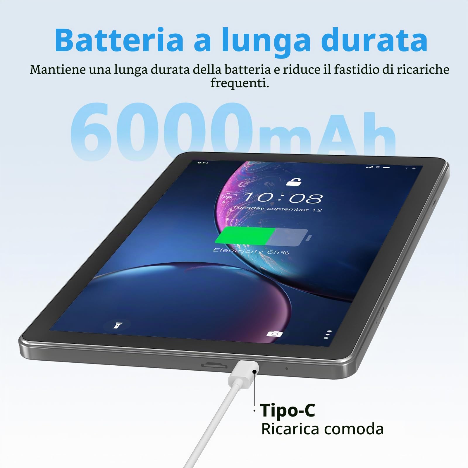 2024 Tablet 10 Pollici Android 14 compresse, 12GB RAM + 128GB ROM (Espandere a 1TB), Octa Core 1280 * 800 IPS HD Display, Unisoc A523 CPU, 5G/2.4G WiFi, Dual 5MP + 8MP Fotocamera, (Grigio)
