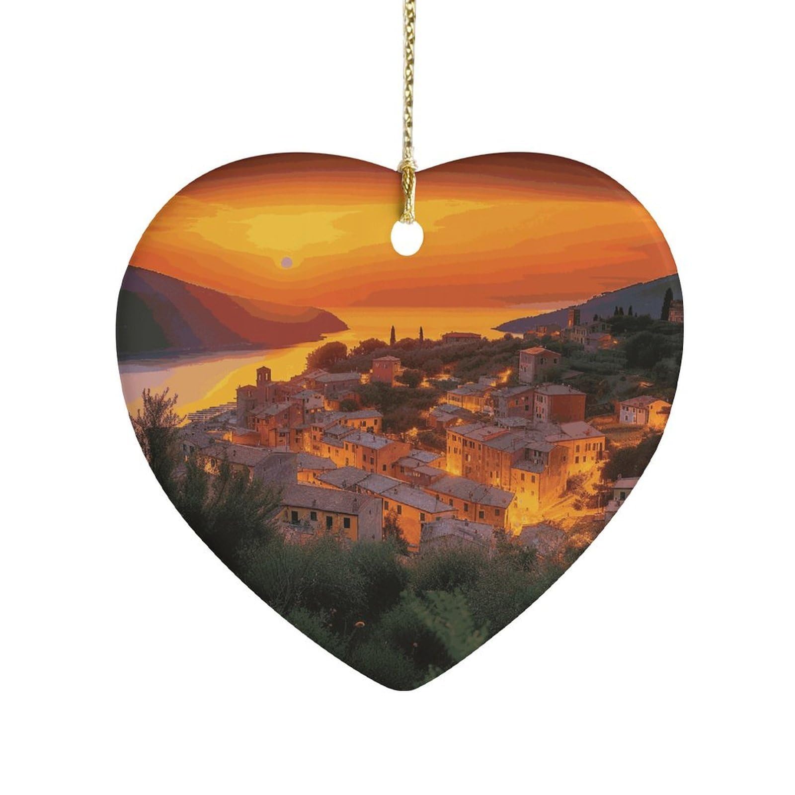 Fekiloot Style Italian Sunset Ceramic Ornament Home Decor Keepsake