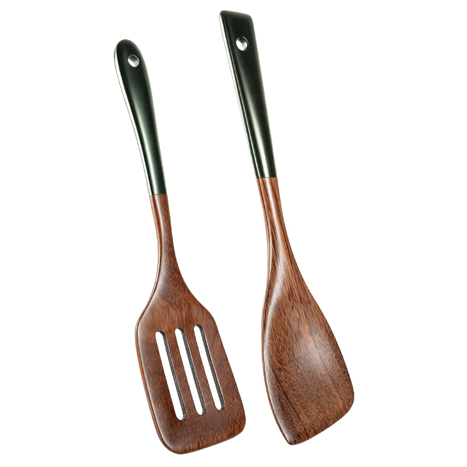 IONEKIUK 2Pcs Wooden Spatula Set Panga Wood Nonstick Cooking Utensils