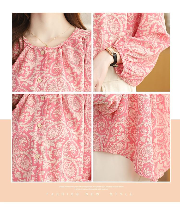 Image of TOPLOT Women's Shirt Top | Elegant Floral and Artistic Prints for a Stylish Look | Long Puffed Sleeves for a Trendy Touch | Stylish Available in Pack of 2 (5233)