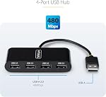 StarTech.com 4-Port USB 2.0 Hub, USB Bus Powered, Small Travel Mini USB Hub, Multi-Port USB 2.0 Splitter, Portable USB Hub | 480Mbps, USB Powered, Multi-port USB 2.0 splitter, Small travel mini hub, Portable, Hot-swap, Overcurrent protection