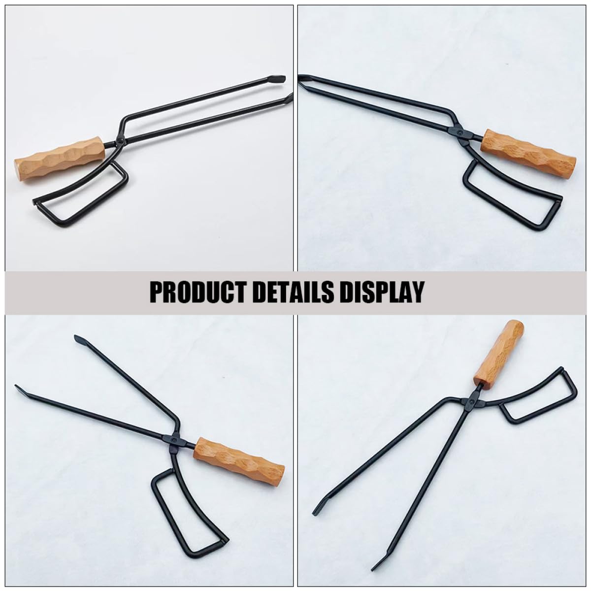 Artibetter Pinza per Barbecue in Ferro e Legno Alta Durezza, Utensile per Spostare la Legna, Adatta per Campeggio e Caminetti Interni