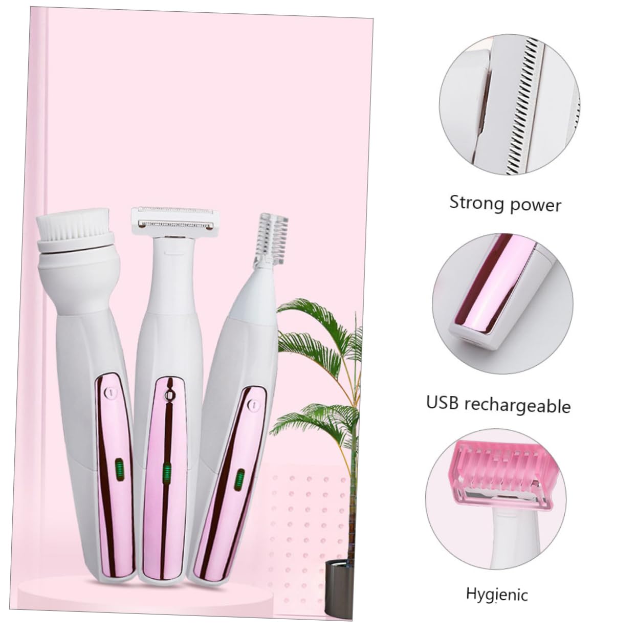 Rasoio Elettrico Donna Viso Depilatore Chioma 3 in 1 Abs | Ipx6 Waterproof, Pulizia Semplice e Funzionamento Silenzioso, per Ascelle e Gambe