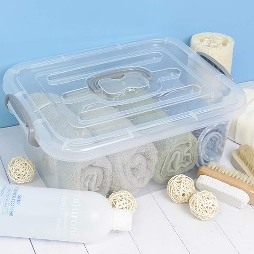 Miniatura 5 de Paquete de 2 cajas de almacenamiento de plástico, contenedor de almacenamiento transparente con tapasasas, 8 L