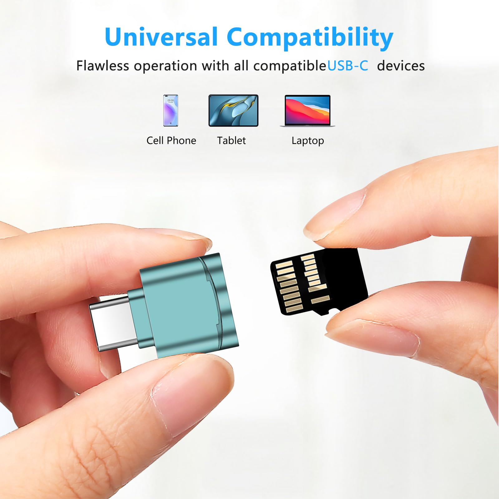Czytnik kart TF, czytnik kart Micro SD, adapter kart pamięci TF typu C na USB adapter kompatybilny z laptopem, MacBookiem, Samsung Galaxy (niebieski)