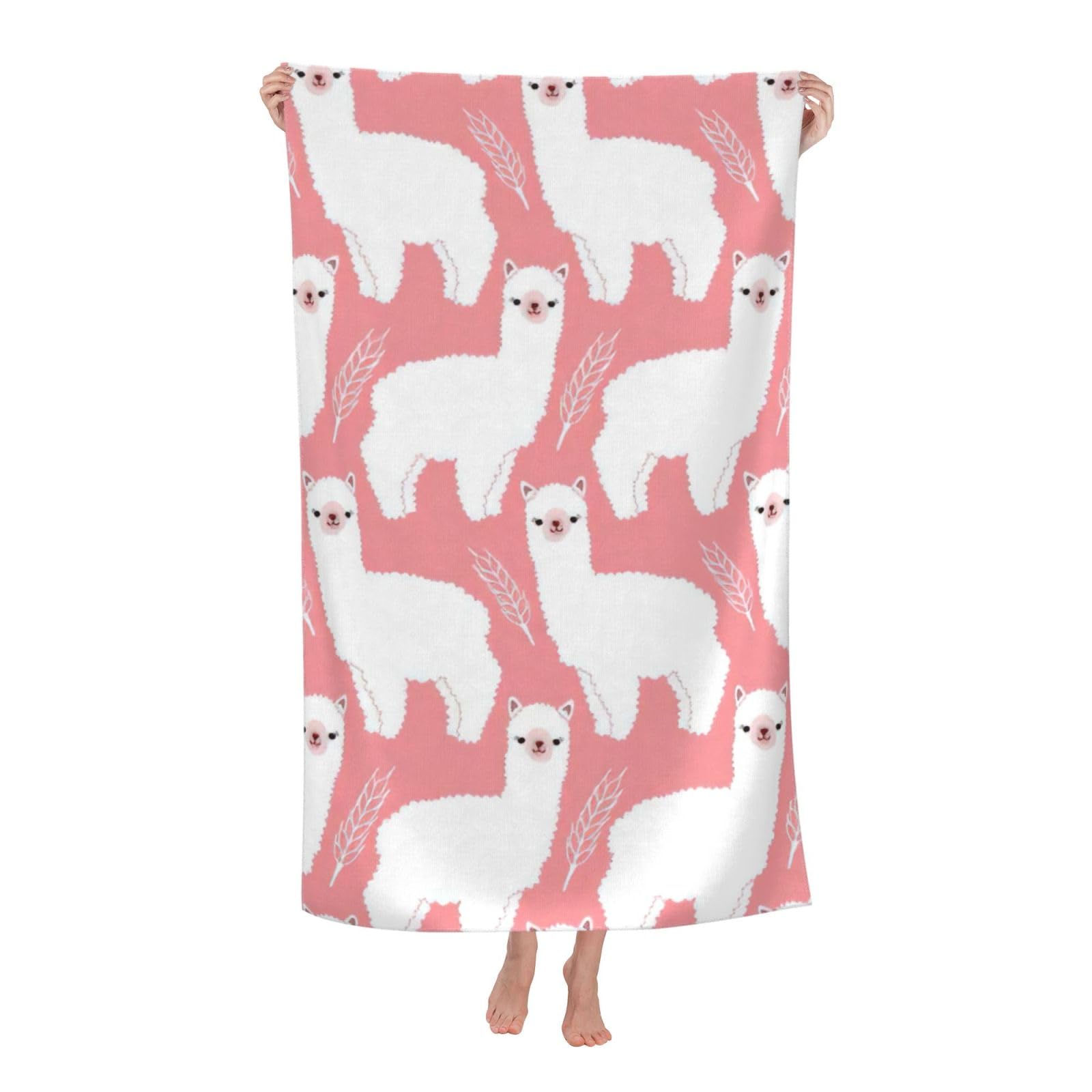 NImongt Alpaca Llama Print Oversized Adult Beach Towel For Travel Weekend Getaways Festivals Camping Trips