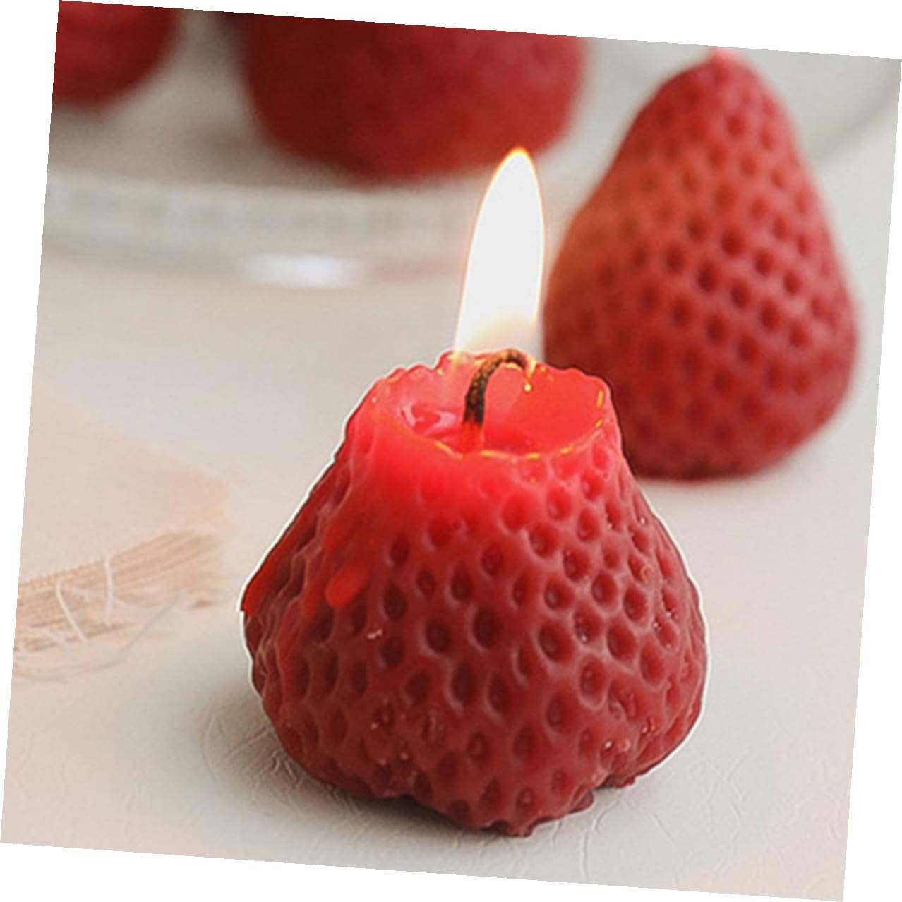 Candele Profumate a Forma di Fragola alla Fragola in Paraffina Set 9 Decorazione Adorabile e Atmosfera Confortevole per Festa