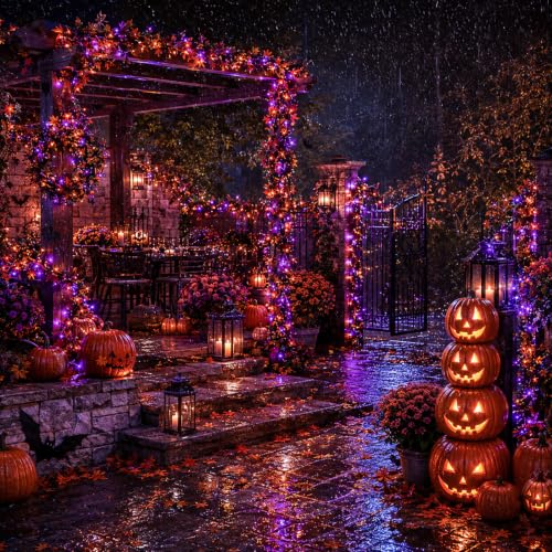 100' Nisocy Purple & Orange LED Halloween String Lights w/ 8 Modes & Timer - image 4
