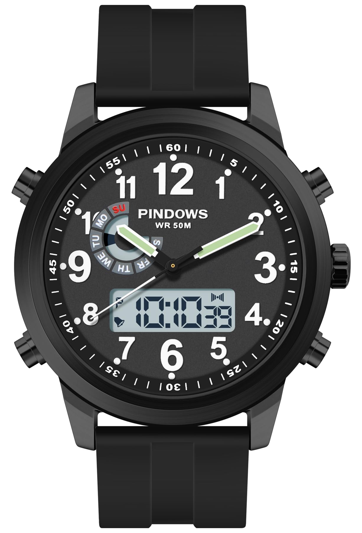 PINIDOUS Montres pour Hommes Montres Numérique Sport Outdoor Montres Militaire Multifonctionnelle Montre Quartz Analogique étanche Acier Inoxydable Mode Classique Montre-Bracelet