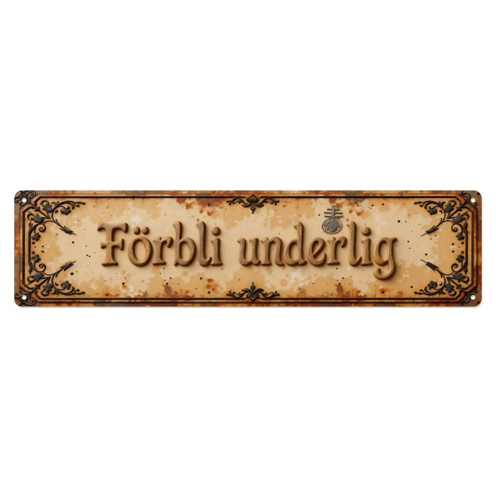 Forbli Underlig Vintage Ornate Banner Metal Tin Sign Plaque