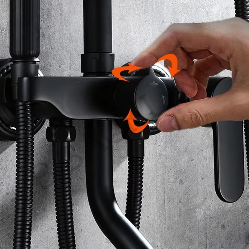 Image of Backline Shower Panels For Bathroom Full Set | Hot & Cold Shower System | Hand shower | overhead Rain Shower | Showers For Bathrooms (Black Matt)