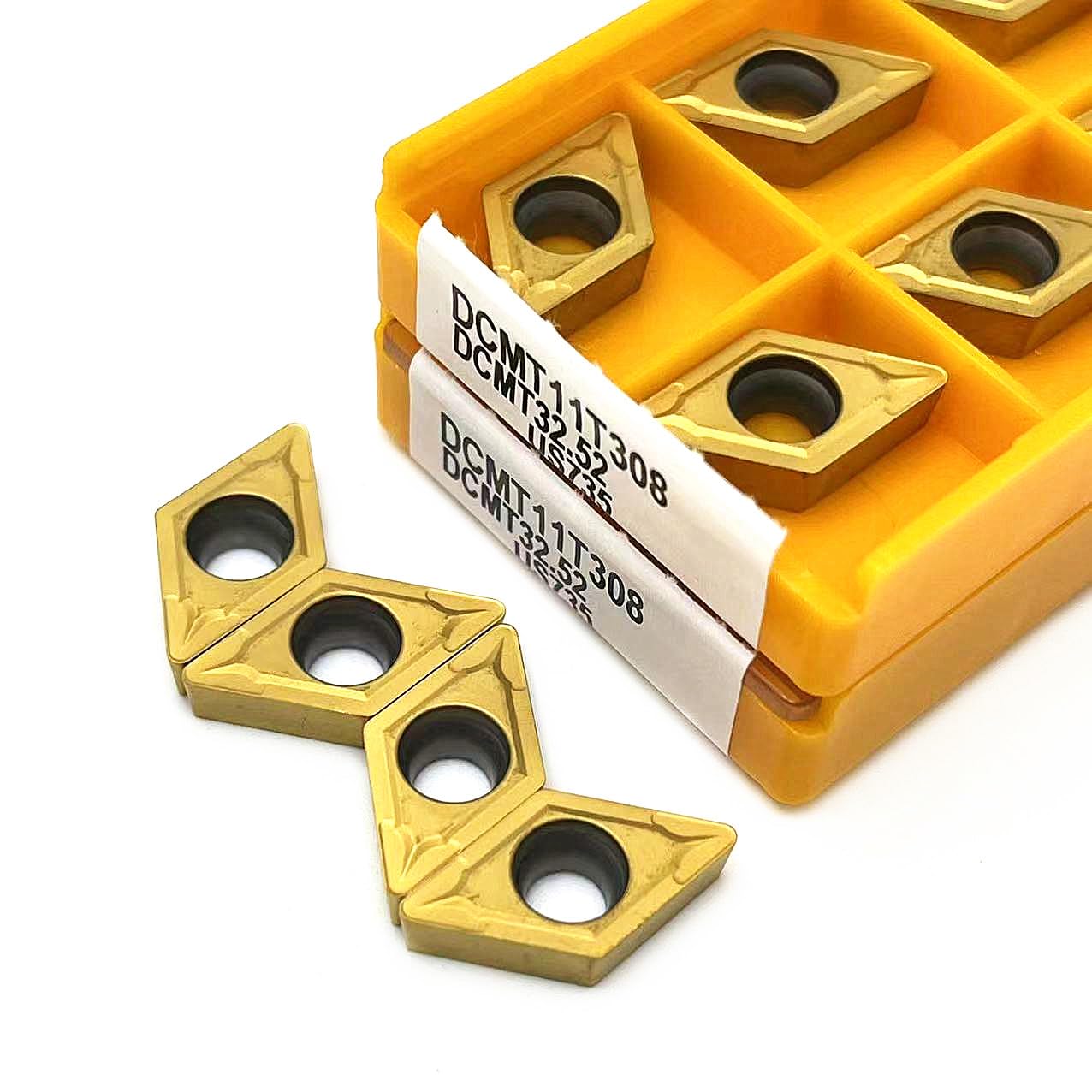 Herramientas de torno de acero inoxidable. 10 Uds DCMT11T304 DCMT11T308 DCMT070204 VP15TF US735 UE6020 herramientas de torneado interno inserto carburo DCMT insertos torno Metal(Dcmt070204 Vp15tf)