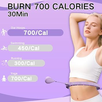Infinity Hoop Smart Silent Weighted for Adults - Adjustable 30-50 Inch Exercise Hoop for Women's Weight Loss & Workout - Detachable Fitness Ring with Massage Balls, Belly Fat Burner Equipment (Purple)