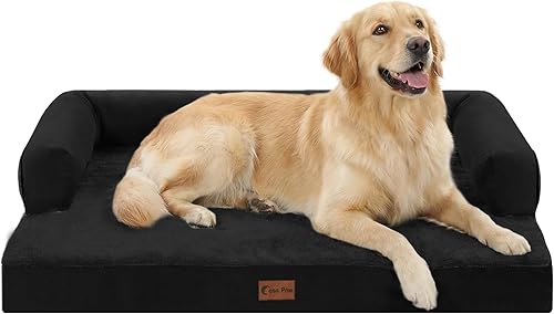 Miniatura 50 de Cama ortopédica para perros extragrandes, cama de espuma XL con forma de caja de huevos impermeable con lados 45x35 pulgadas, cama de sofá para