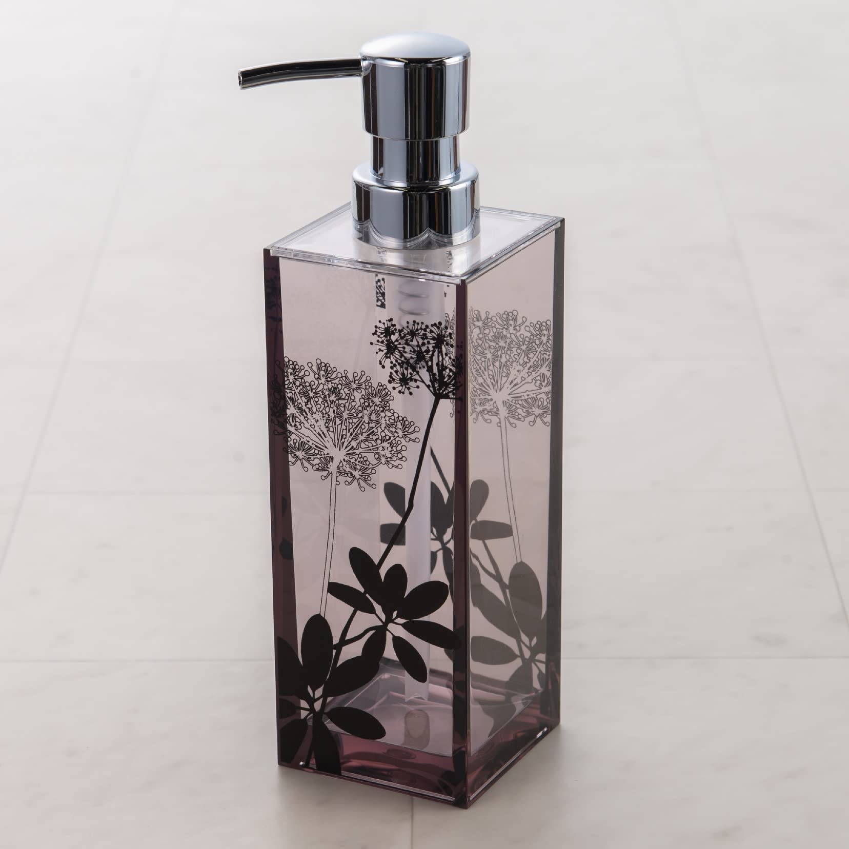 Senko 79895 Salina Shampoo Bottle, Dispenser, Approx. 14.2 fl oz (420 ml), Brown, Modern Plants Pattern