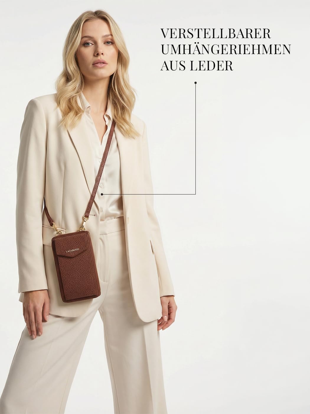 Lazarotti Bologna XL Leder Damen-Geldbörse & Handytasche (2-in-1) | 16 Kartenfächer | zum Umhängen mit RFID-Schutz 11 x 3,5 x 19 cm