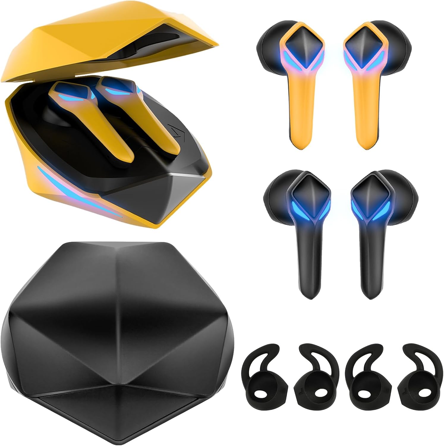 2 Pack F3 Wireless Earbuds for Kids with Cool Breathing Light and 45ms Ultra Low-Latency, Touch Control Kid Earbuds, Ergonomic Game/Music Dual Mode Bluetooth Earbuds for Gaming