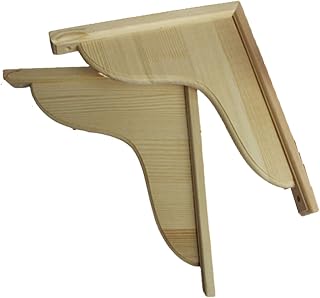 GAXQFEI Wood Shelves Bracket,Wall Mount Wooden Bracket Shelving Support,Heavy Duty Wall Mounted Wooden Shelf Brackets,Pine Triangle Bracket Brace,Wave Type,Unpainted,2 Pcs,20Cm/7.9In