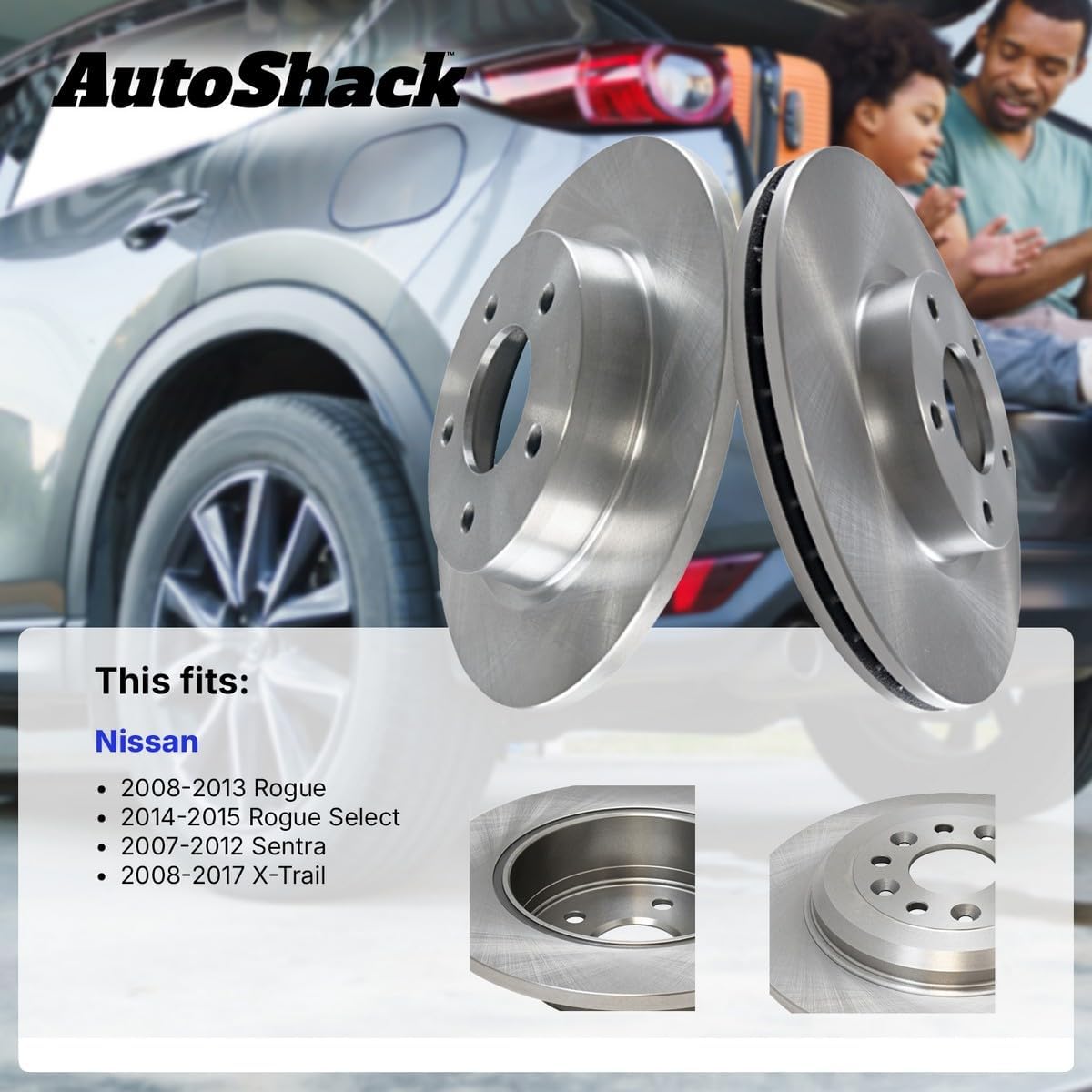 AutoShack Front Vented Brake Rotors 2-PC Set Replacement for 2008-2013 Nissan Rogue 2007-2012 Nissan Sentra 11.65" (295.8 mm)