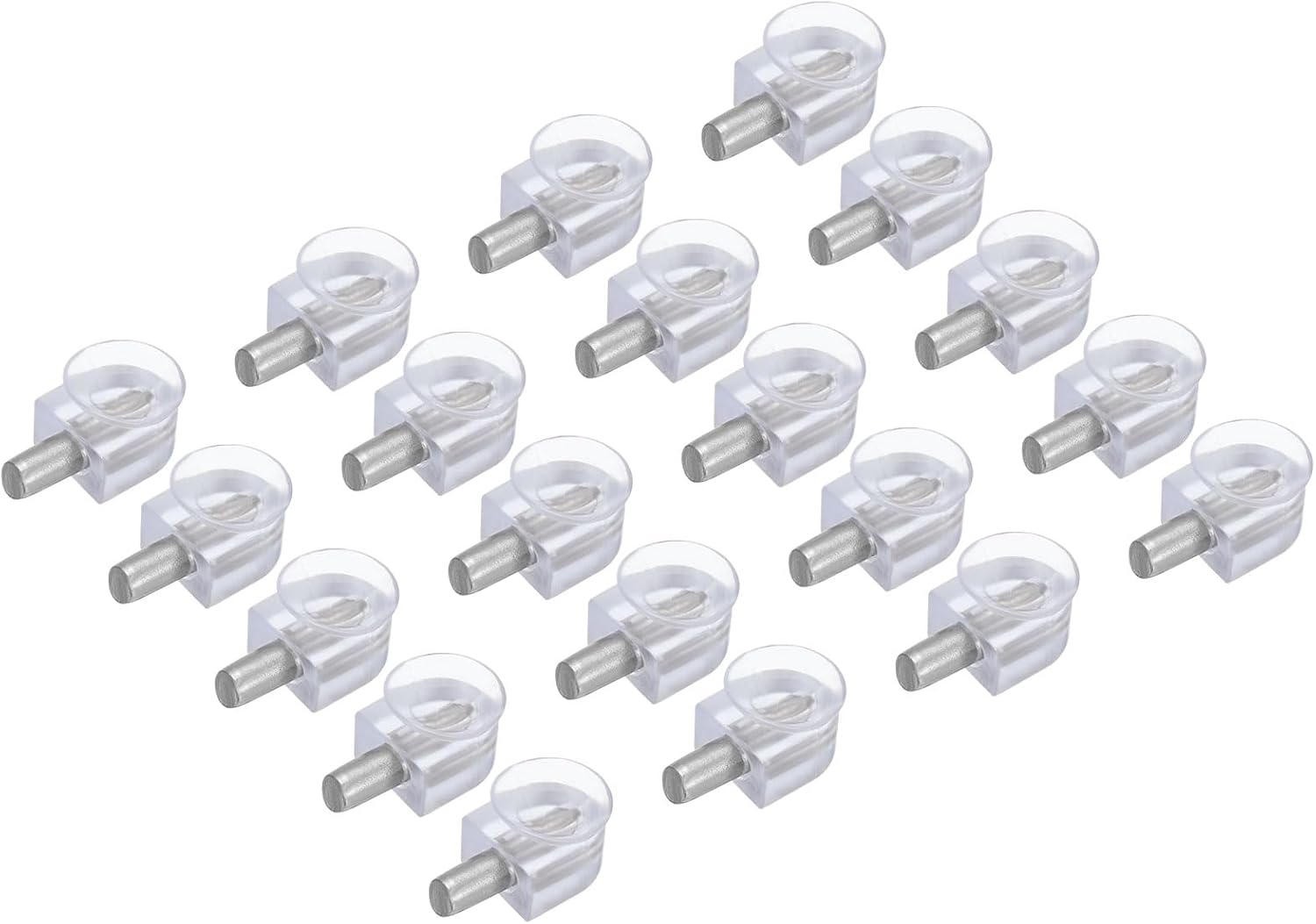 Shelf Support Pegs Nails 0.2", 20pcs Zinc Alloy Glass Holder with Suction Cup, Pegs for Shelves for Kitchen Cabinet, Cupboard, Bookcase, Closet and Glass Case,Transparent